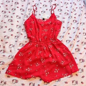 H&M Red Floral Sleeveless Romper